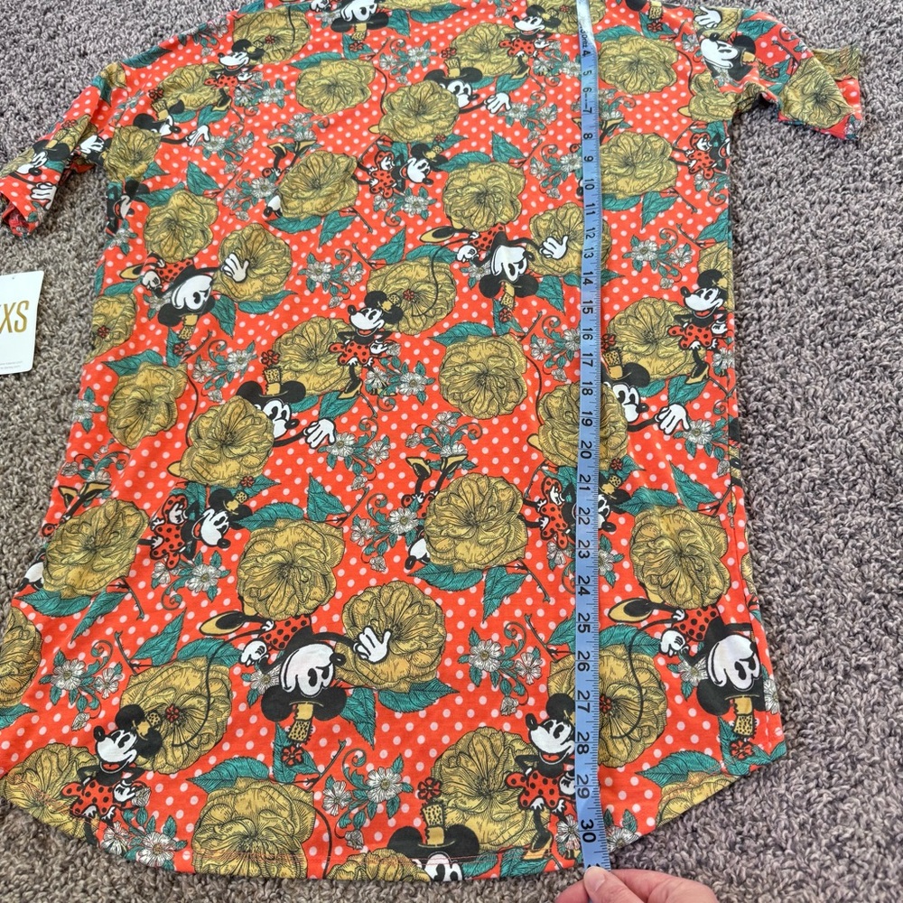 NWT LuLaRoe Irma Disney Minnie Mouse Polka Dot Print Tunic Top Women's Size XXS - Picture 7 of 8